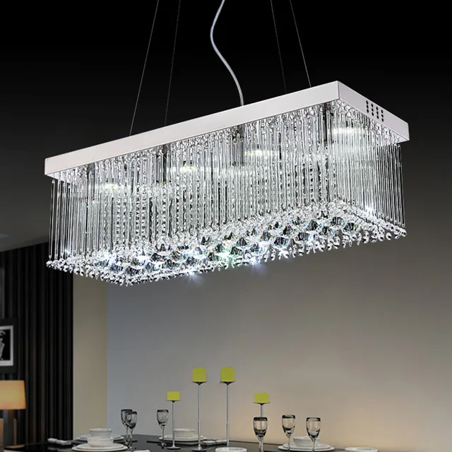 Moderno LED Candelabros luz araña de cristal rectangular lámpara para