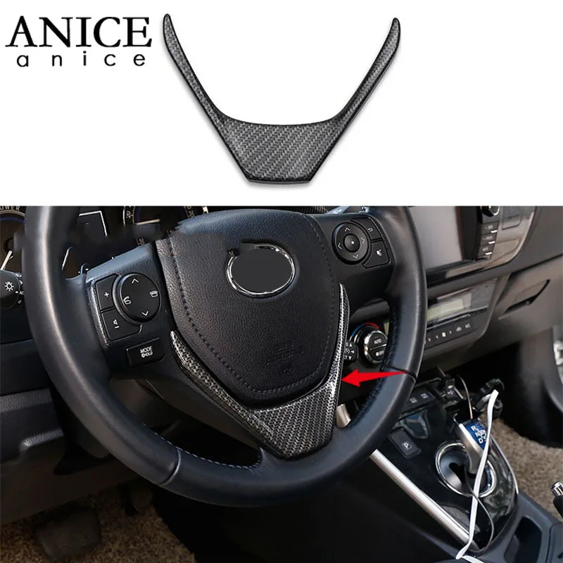 

Carbon fiber color ABS Steering Wheel Frame Decorator Cover trim fit For toyota corolla Auris 2014 2015 2016 2017 2018