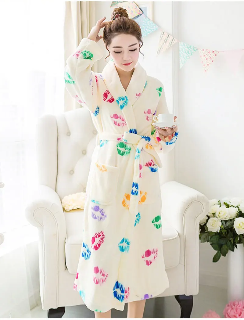 Bath Robe Winter Women's Plus Size Flannel Robes Bathroom Robe Men