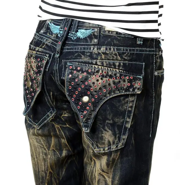 2016 fashion mens new boys male unique hip hop embroidery bike jeans