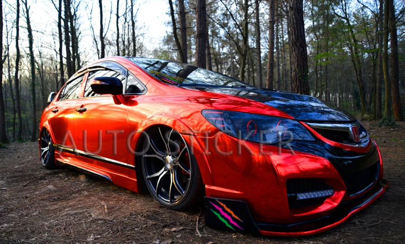 mirror chrome red car wrap 3