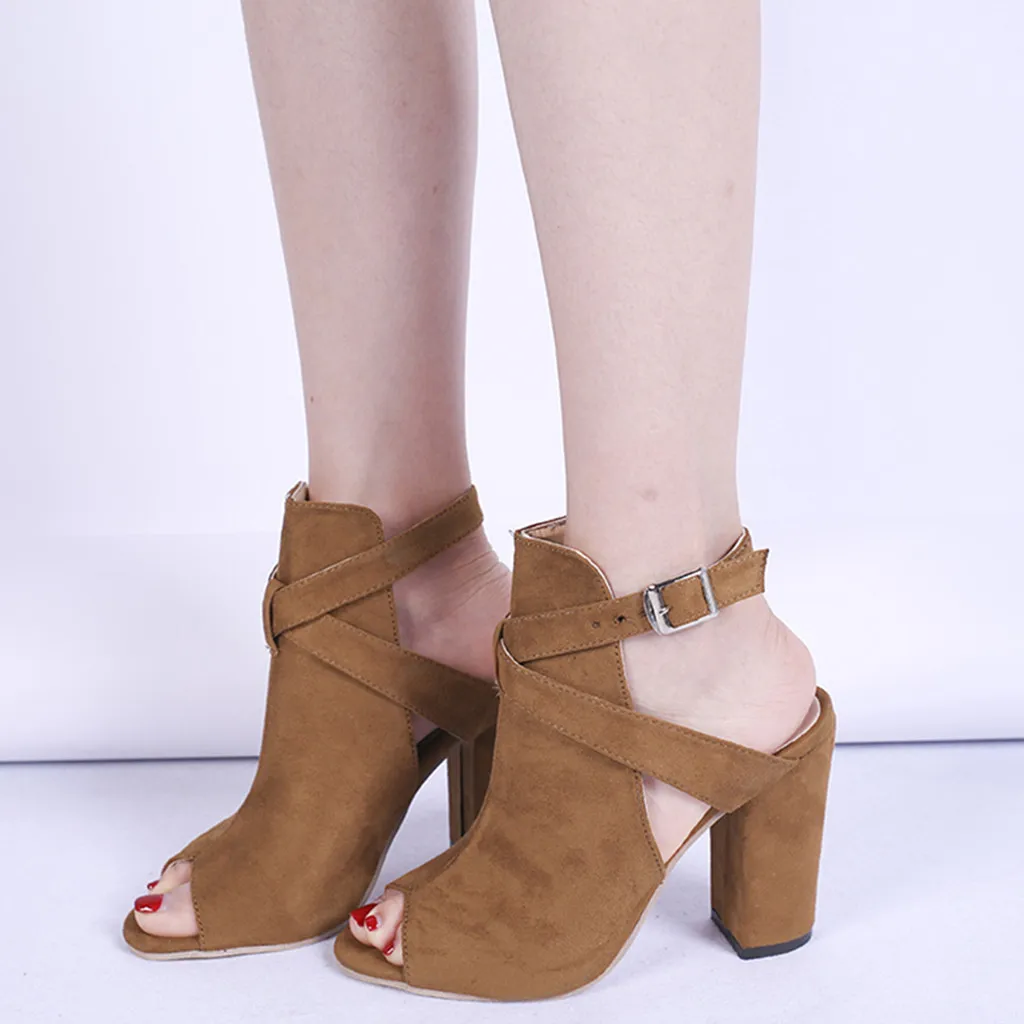 

2019 Fashion Women Boots Spring Summer Block Low Heel Ladies Booties PU Leather Botines Hollow Out Ankle Platform Botas Mujer#3