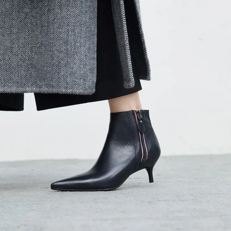 low heel pointed toe ankle boots