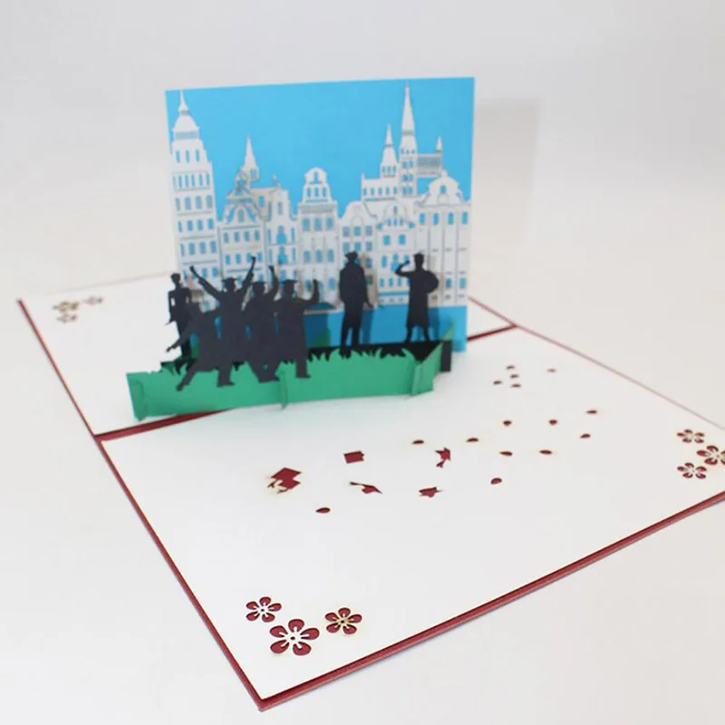 

University Graduated Photographed Students Paper Greeting Card 3D Laser Cut Bachelor Master Doctor Graduation Postcards