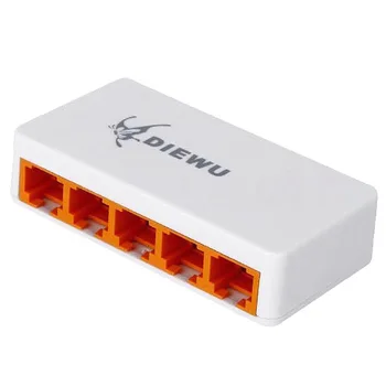

DIEWU 5 Ports Fast Ethernet RJ45 10/100Mbps Network Switch Switcher Hub Desktop Laptop,Portable Travel Lan Hub Power By Micro-