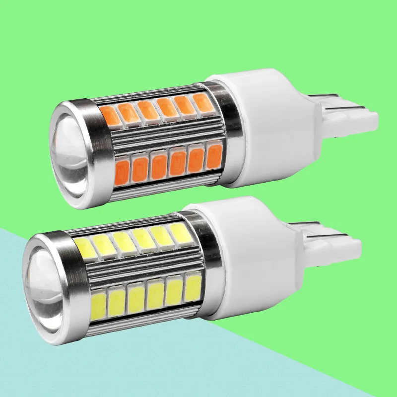 

2PCS T20 7443 W21/5W 33 SMD 5630 Led Car Brake Bulb Rear Fog Lamp 33SMD 5730 LED Auto Driving Light White Red Amber DC12V 2X