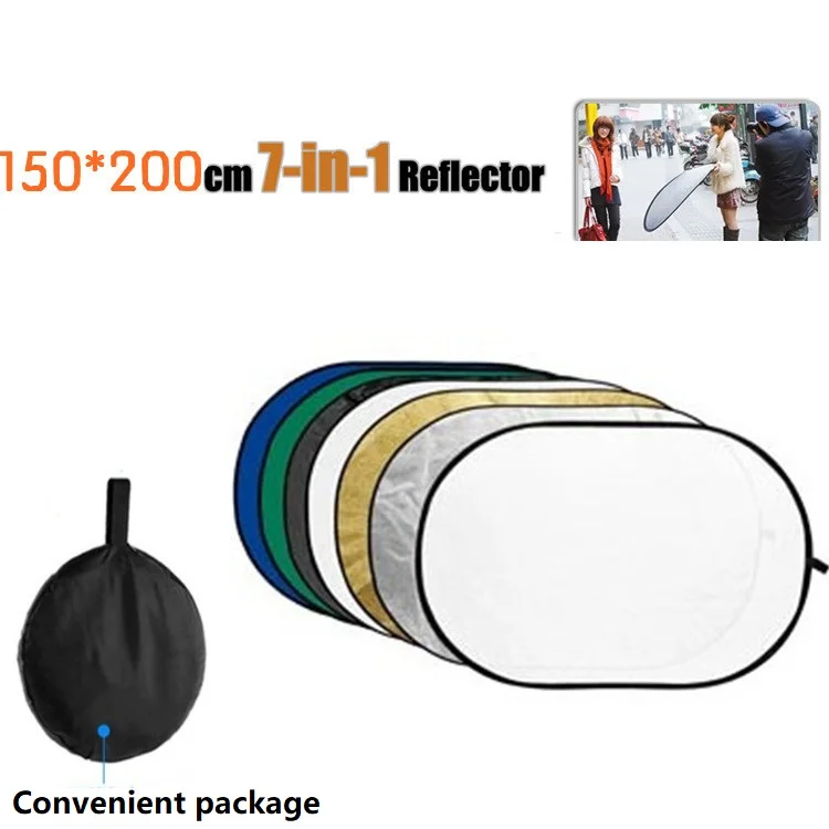 

Tycipy 7 in 1 Reflector 150*120cm Camera Photo Studio Elliptical Portable Foldable Photographic Lighting with Carrying Bag