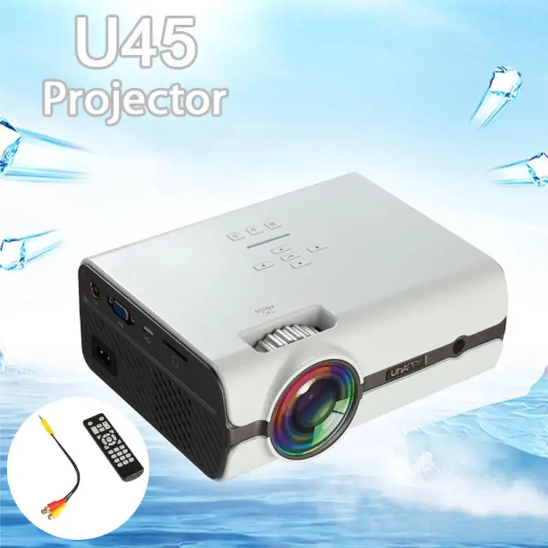 White U45 7500 Lumens 1080P HD LED Mini Projector Home Multimedia Theater Stereo Speakers USB SD VGA Home Theatre System