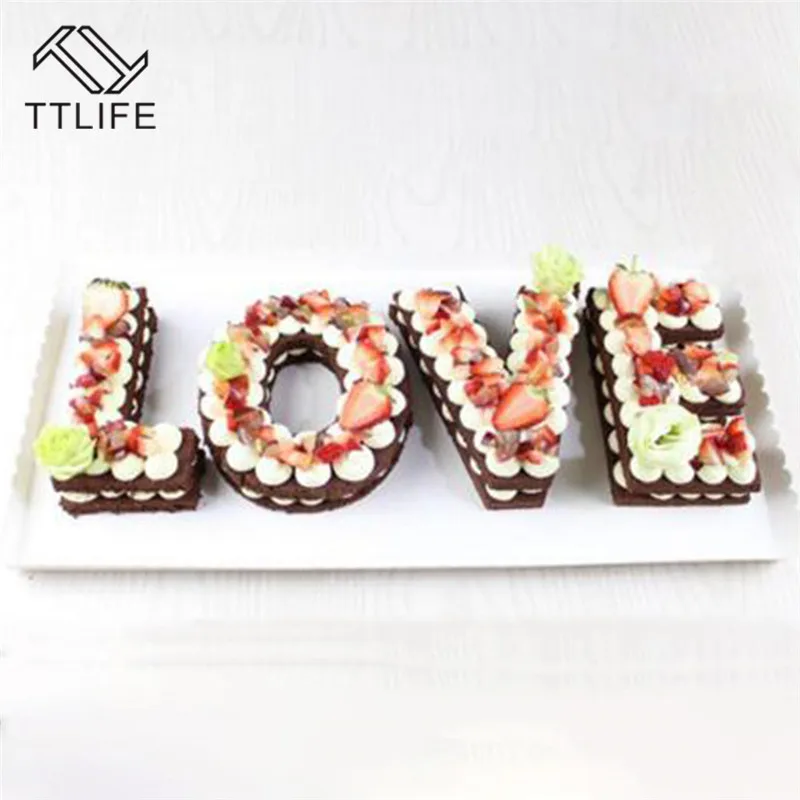 

LOVE Alphabet Letter Cake Mould PET Cake Cookie Fondant Chocolate Decorating Molds 4/6/8/10inch Kitchen Baking Accessories