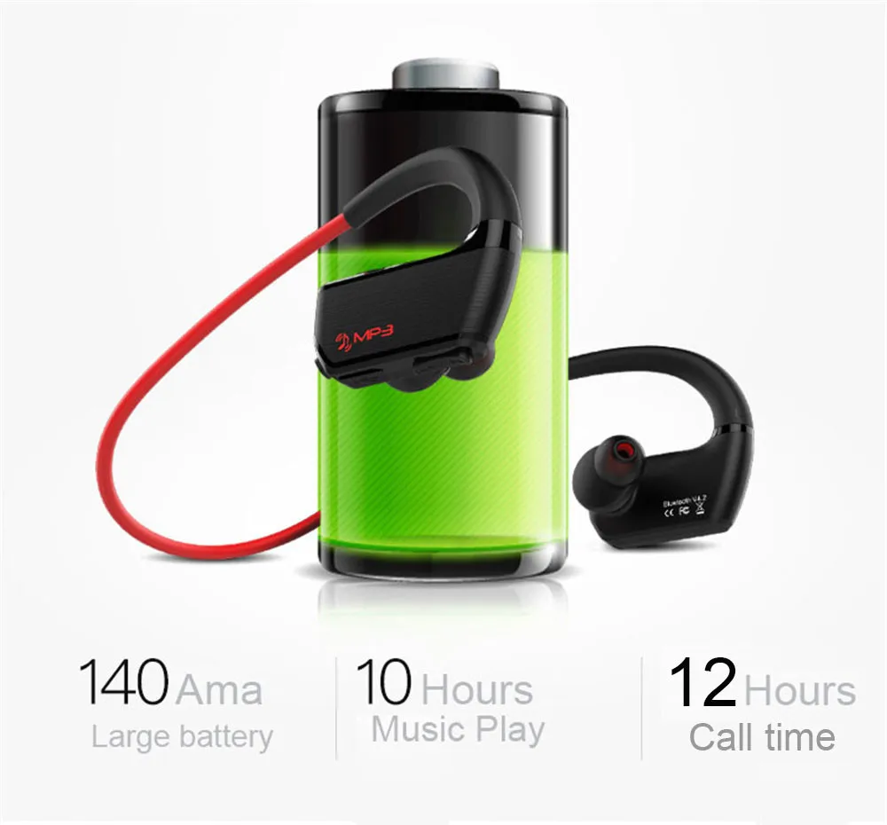Askmeer 8GB Mp3 Music Player Headsets+Wireless Bluetooth Sport Earphone  Sweatproof Earbuds Headset with Microphone Handsfree Call (13)