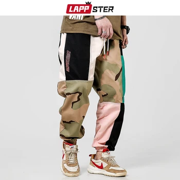 

LAPPSTER Hip Hop Camo Color Block Cargo Pants Men Harem Pants 2020 Overalls Mens Japanese Steetwear Sweatpants Cotton Trousers
