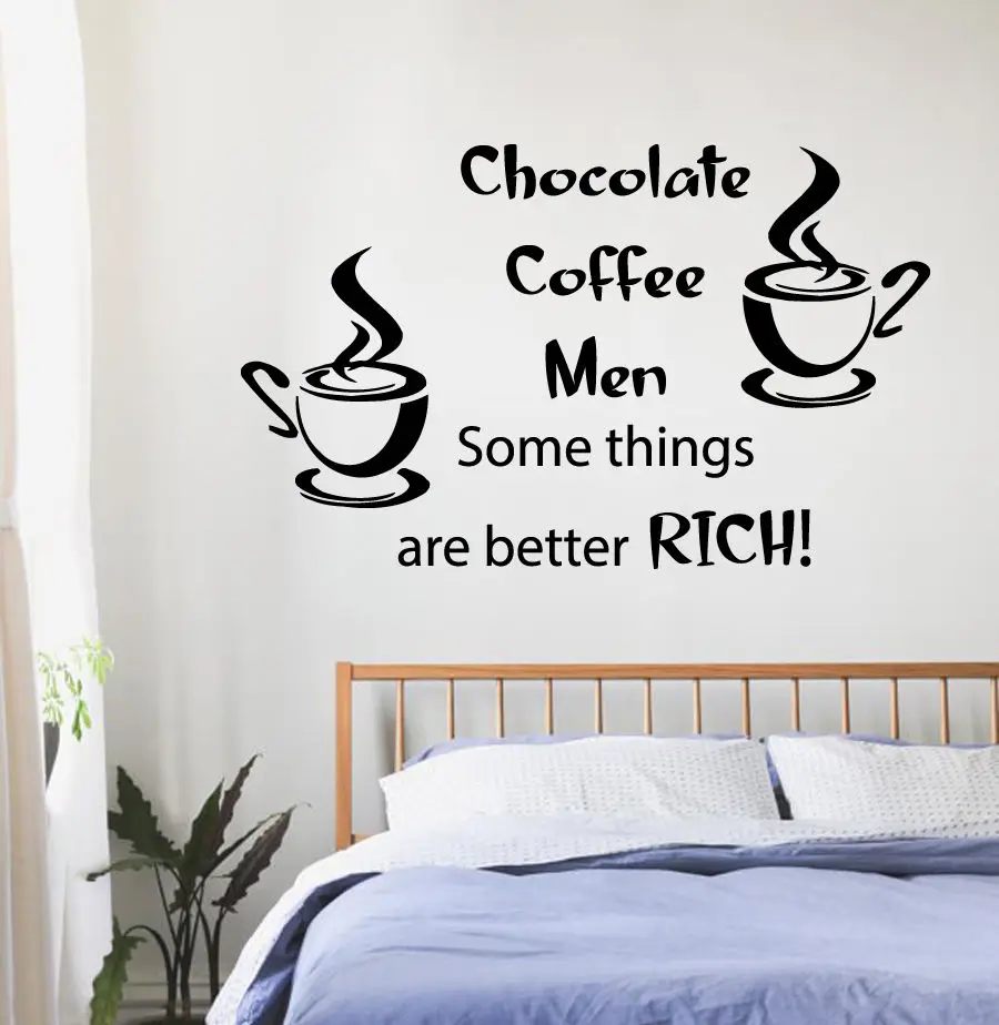Wall Decals Quote Chocolate Coffee Men .. Vinyl Sticker Murals Wall