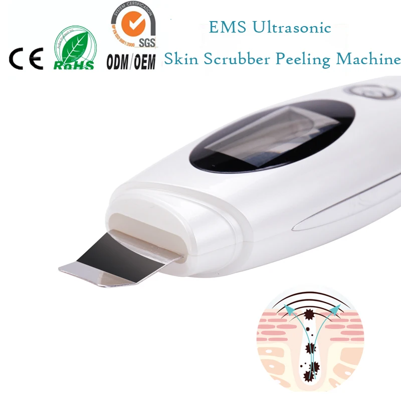  LCD EMS Skin Scrubber Microdermabrasion Ultrasonic Ion Peeling Facial Cleanser Beauty Machine With 