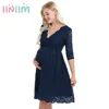 Iiniim-robe élégante en dentelle florale pour femmes, motif motif motif motif Floral, superpose col en V, demi-manches, mode de photographie, grossesse, mariage ► Photo 1/6