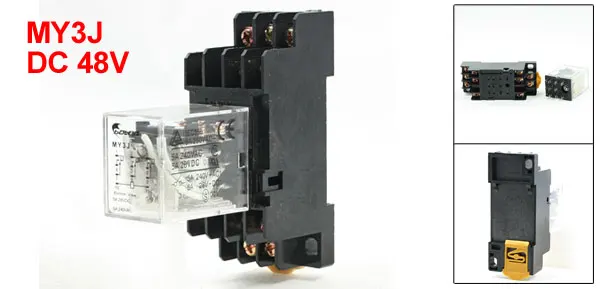 DC 48V Coil 3PDT 11 Pins 5A 240VAC/28VDC Electromagnetic Power Relay w Base