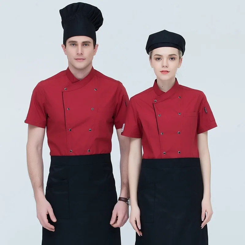 Летняя куртка шеф повара с коротким рукавом кухонная Униформа магазина Fastfood