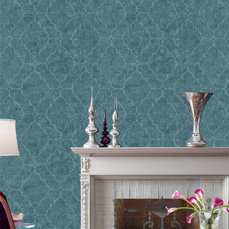 

Wallpapers Youman Non-woven Wallpaper Roll European Style Mottled Solid Color Damascus rhombic Pattern For Bedroom Living Room