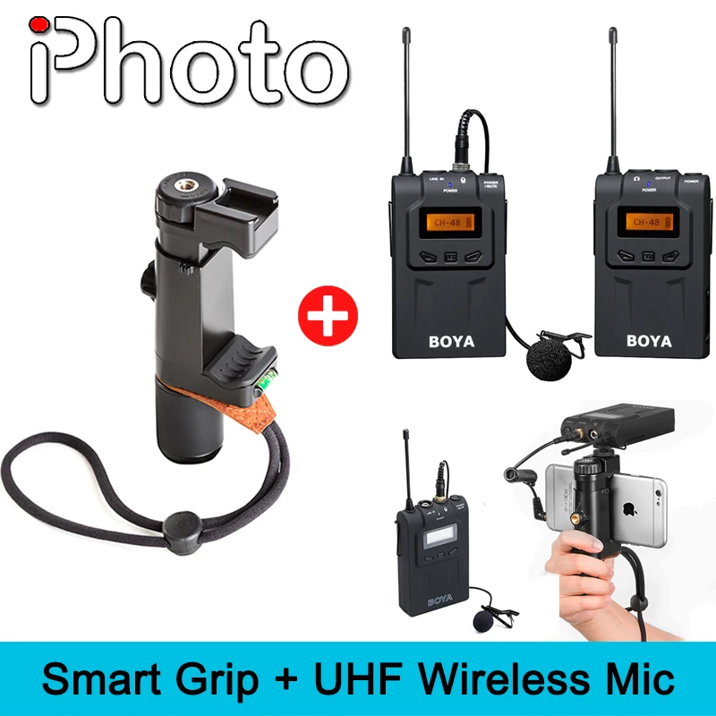 iPhoto UHF Wireless Microphone + Handheld Smart Grip Phone
