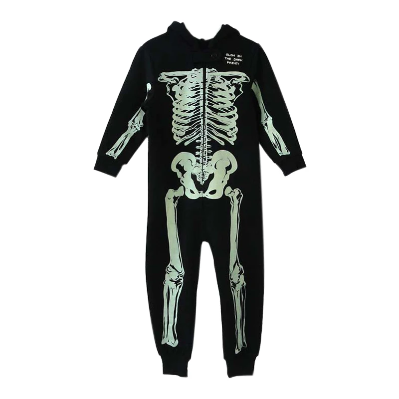 Automne hiver squelette salopette combinaison enfants pyjamas enfants Onesie dormeurs pyjamas noël Halloween Costumes