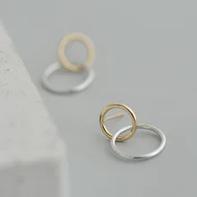 Настоящее 925 пробы серебряные двойные круглые серьги-гвоздики для женщин и девушек, модные ювелирные изделия из стерлингового серебра brincos brinco