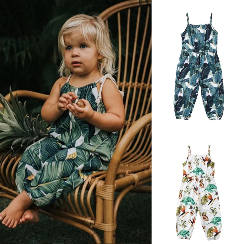 

MUQGEW new born baby girl clothes Kid Floral Leaf Printed Straps Romper Jumpsuit Clothes baby girl summer clothes carters menina
