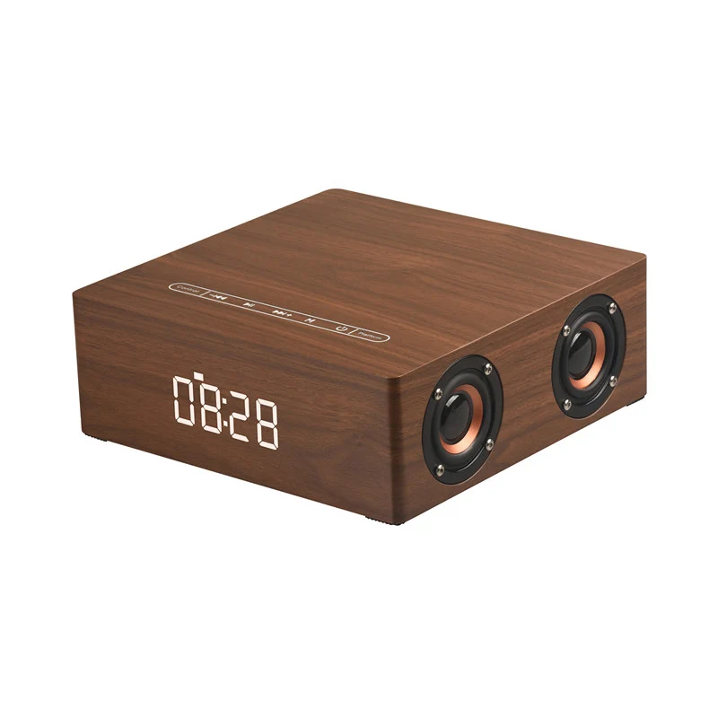 

Wooden Bluetooth Speaker LED Digital Alarm clock Wireless Speaker Sound System 3D Stereo Music Surround Support Bluetooth,TF AUX