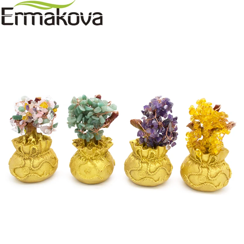 ERMAKOVA фэн шуй Смола денежное дерево бледно красочные хрустальные деньги бонсай