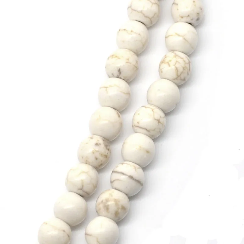 

2019 Hot 2 Strands White Howlite Stone Loose Beads Round White 6mm(2/8") Dia. For Jewelry Making