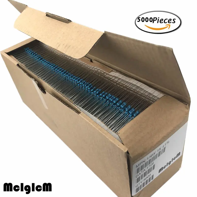 

MCIGICM 1/4W Metal film resistor 0.33-2.2M ohm resistors 22R 47R 22K resistance