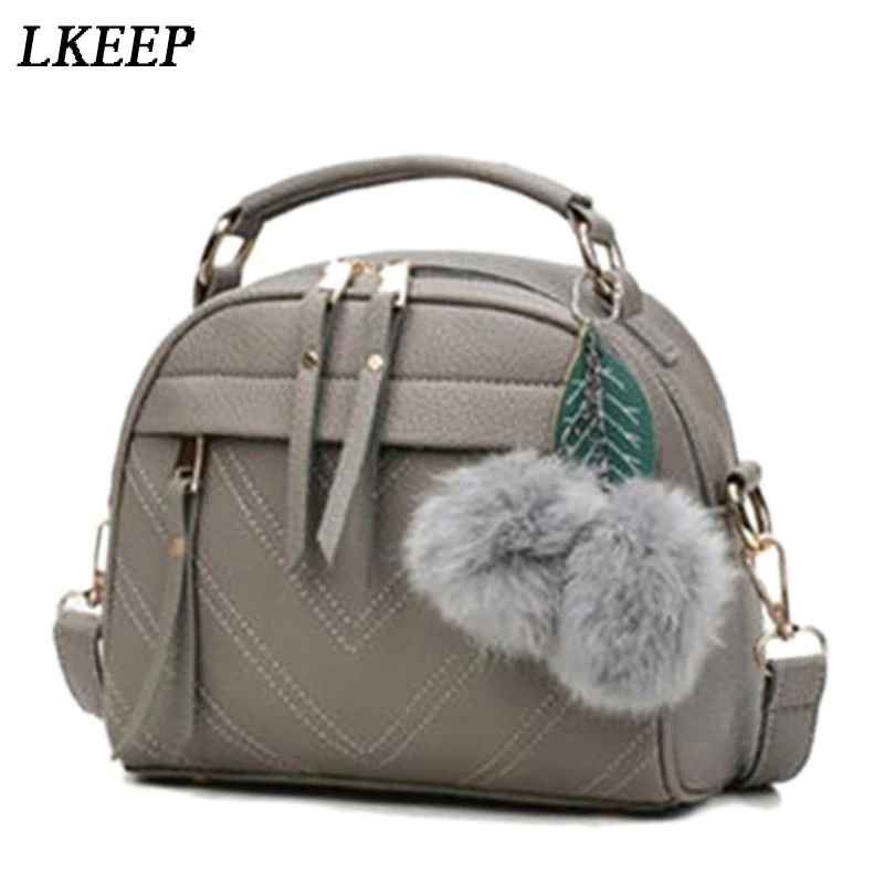

2019 Fashion Women Handbag PU Leather Women Messenger Bags With Ball Toy Bolsa Female Shoulder Bags Ladies Party Handbags New