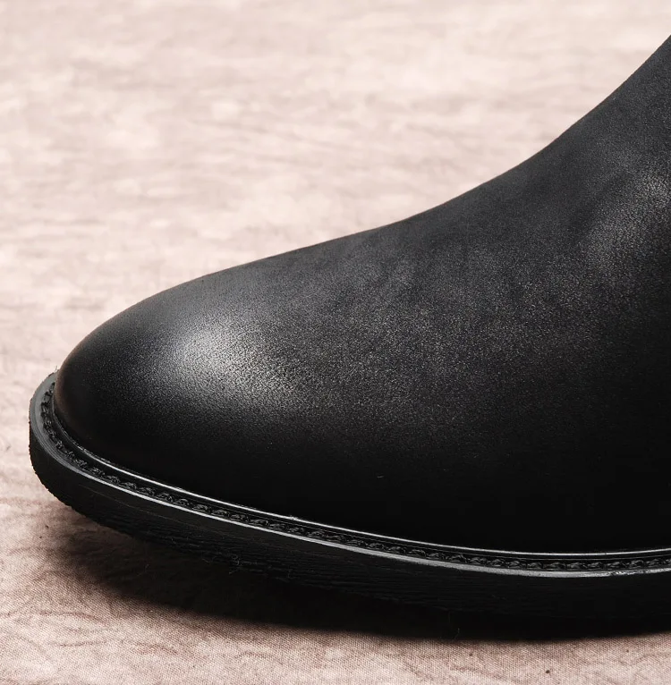 Sipriks/мужские черные ботинки челси из натуральной кожи; классические ковбойские кожаные ботинки без застежки в стиле ретро; ботинки на резиновой подошве; сезон осень-зима