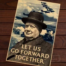 Churchill Gran Bretaña nos adelante Propaganda WW2 bandera Vintage afiche decorativo DIY pared lona etiqueta carteles casa Dec