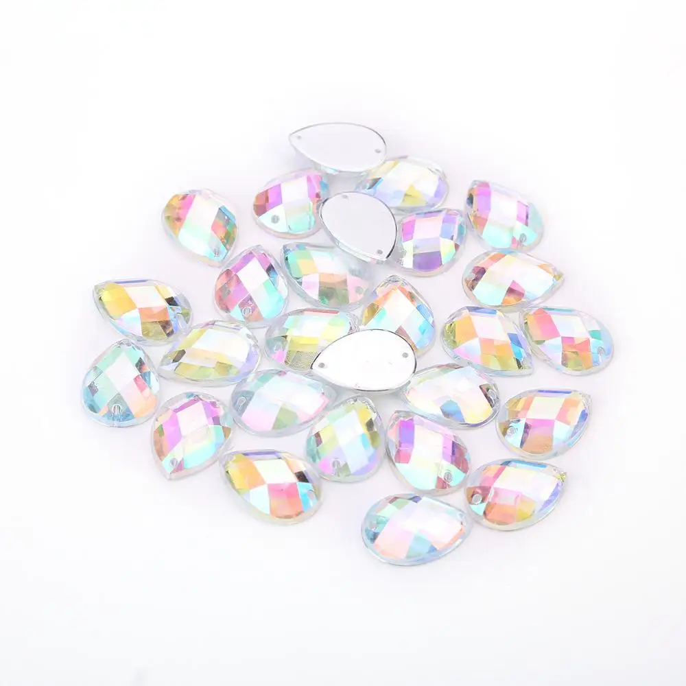 TPSMOC 8*13mm/10*14mm/13*18mm/18*25mm DIY 드레스에 대 한 믹스 컬러 워터 드롭 아크릴 라인 석 플랫 백 크리스탈 비즈에 바느질