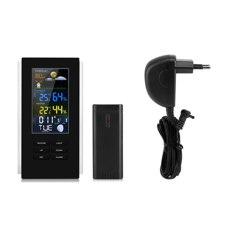 

Wireless Weather Station Thermometer Hygrometer With Sensor Hygrometer Thermometer Pressure Forecast Clock EU US Adapter