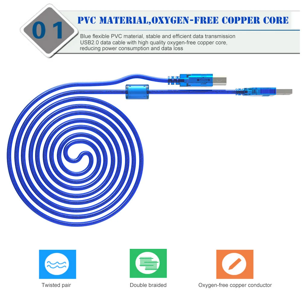 Высокоскоростной USB 2,0 кабель для сканера принтера 0,3 м 0,5 м 1 м 1,5 м USB2.0 a-b Мужской кабель для синхронизации цифровых данных для Canon Epson hp принтера