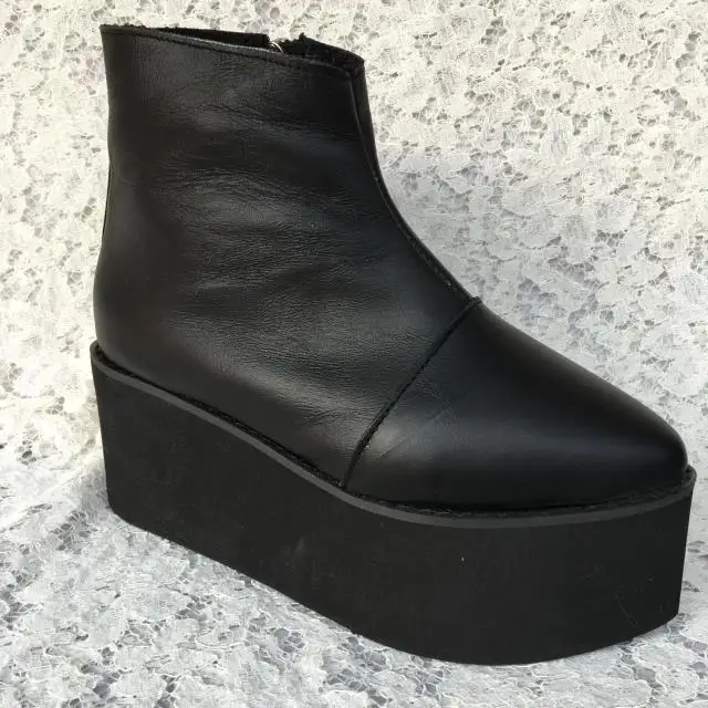 Cuero Zapatos Mujeres Princesa Fondo Y Black An1382 Punk 1 Las Grey Muffins Botas Sharp Dulce Casual Invierno dark Grueso De Moda ppqfC