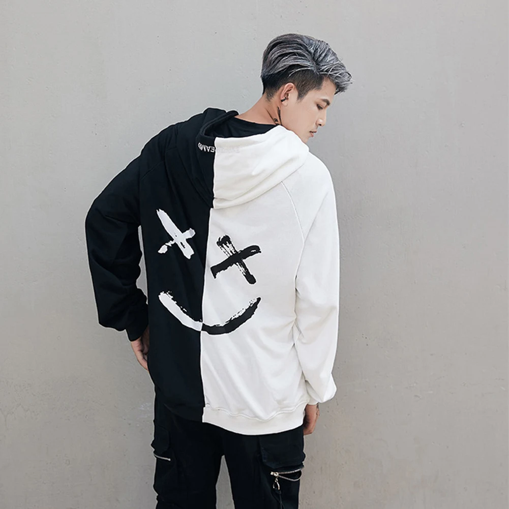 

Unisex Thick Sweatshirt Hoodie Couple Coat Hip Hop Autumn Spring Assorted Colors Hoody Streetwear Smile Print Wide Straps Cool