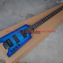 Новая безголовая электрическая бас гитара с пламенем клен Топ липа тела BJ-122