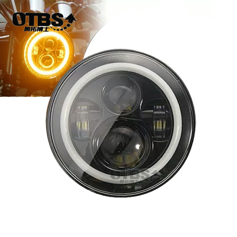 

OTBS 7 Inch LED Headlight High Low Beam Angel Eye DRL Auto Turn Signal Light for Jeep Wrangler Hummer Lada Niva Harley