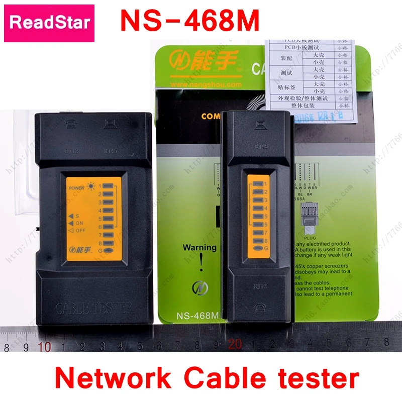 Readstar ns-468m Многофункциональный сетевой кабель тестер RJ45 RJ11 RJ12 Разъем Кабельный тестер Бесплатный подарок 9 В площади батареи ce rohs