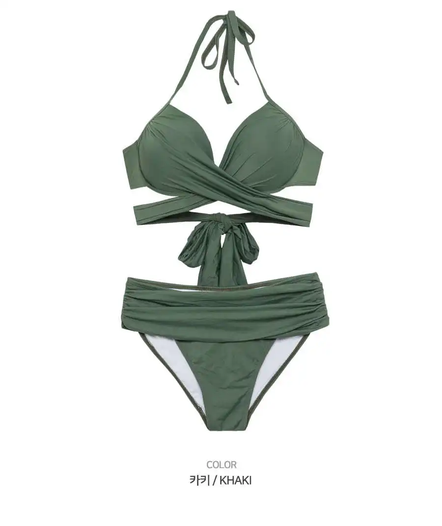 Купальник женский из двух частей купальник может купальный костюм раздельный бикини Saida De Bath раздельные части пуш-ап армейский зеленый