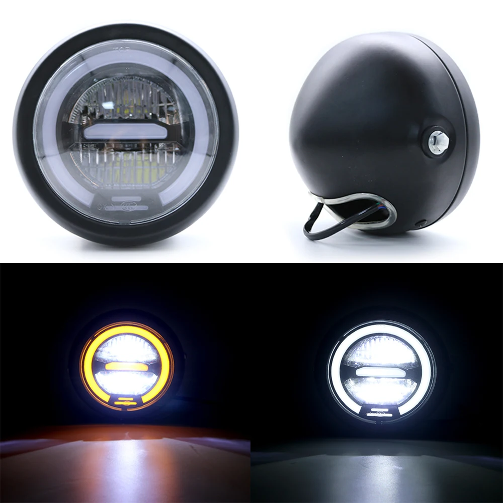 

6.5" Inch Retro Motorcycle Headlight Headlamp Head faring LED Daytime Running light For SUZUKI GN CHOPPER Cafe Racer Bobber