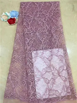 

African Lace Fabric With Sequins 5 Yards/lot 2018 Hot Sequins Fabric High Quality Tulle Sequins Lace Fabric For Evening X3