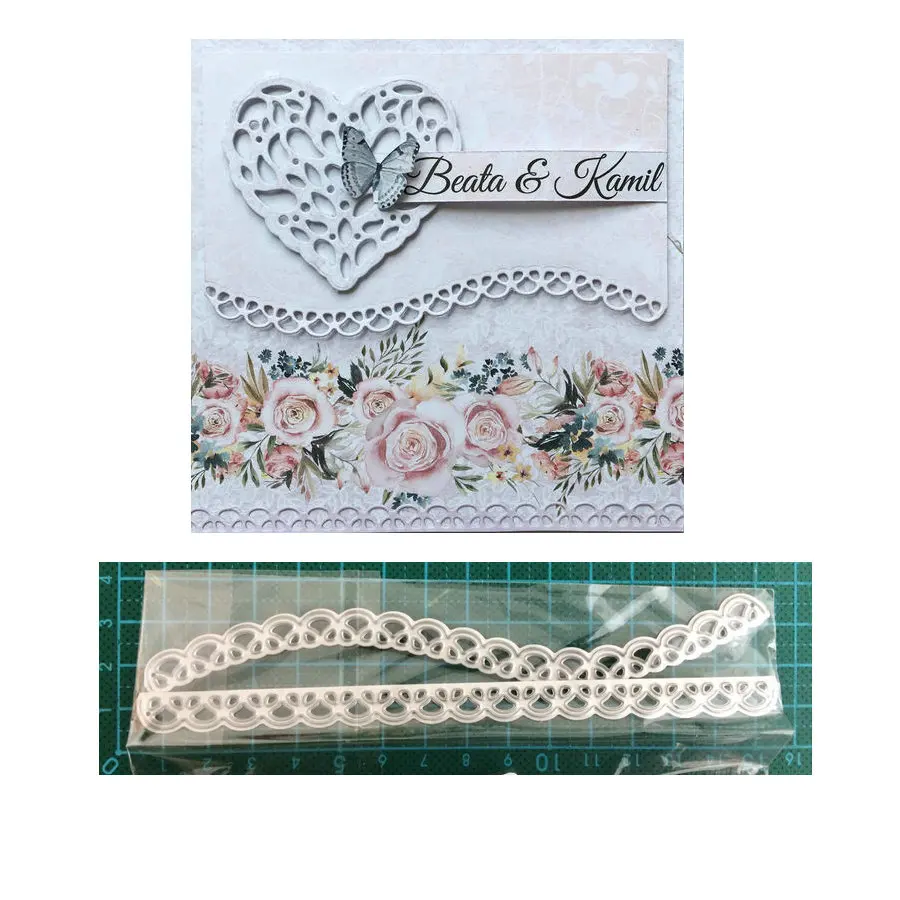 

2pcs/set Lace Border Edges Metal Cutting Dies Stencil for DIY Scrapbooking Album Embossing Paper Cards Deco Crafts Die Cuts