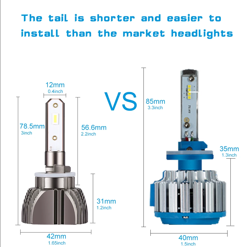 

Waterproof Car LED Headlight 2pcs High Power S1 LED Headlight Bulbs Car Bulbs LEDS CSP LED Light Universal Application -880/881
