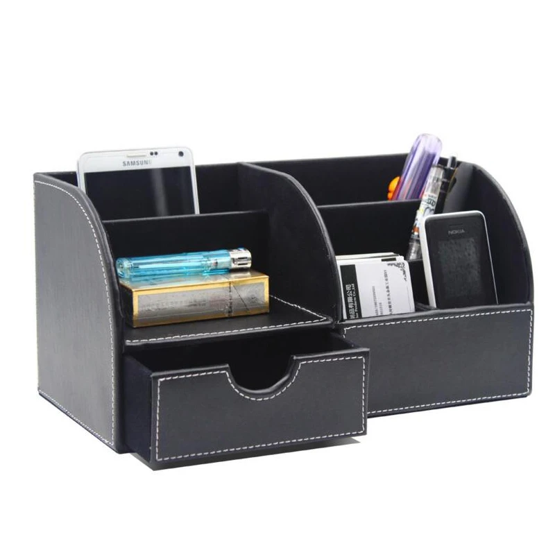 1pc Desk Organizer Box Multi-functional PU Leather Office Storage Pen Holder 1pc Desk Organizer Box Multi-functional PU Leather Office Storage Pen Holder