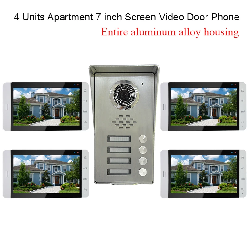 4 Units Apartment system Video Door Phone Kit all