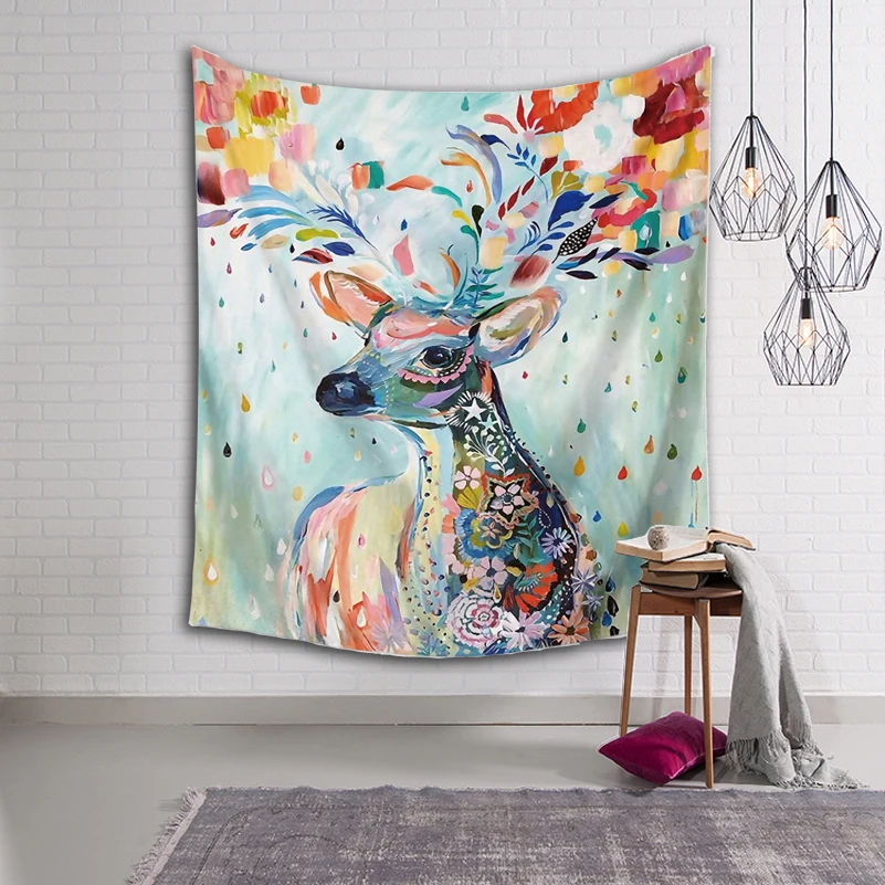 Bohemian Deer Animal Tapestry Wall hanging Wall Art Boho Home Decor For