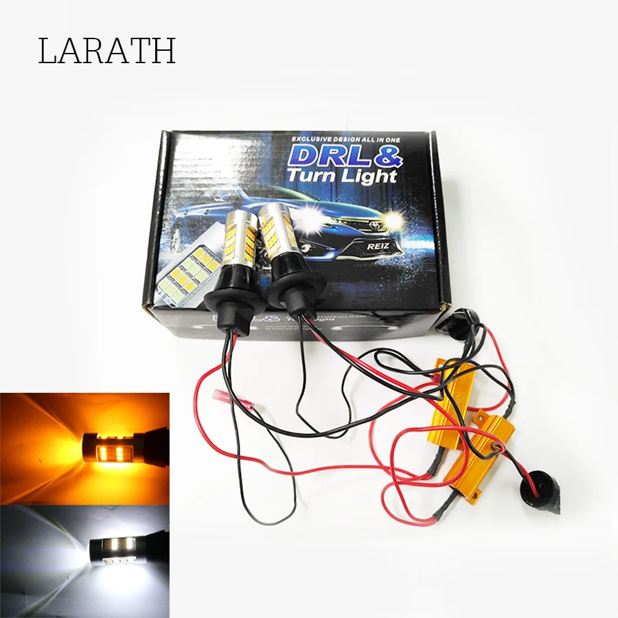 LARATH T20/7440 1156/BA15S 3156 Car LED Daytime Running Light &amp Front Turn Signals light DRL White + Yellow ALL IN ONE | Автомобили и