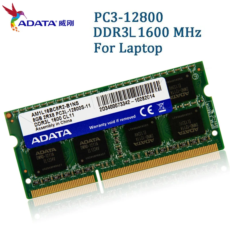 ADATA низкая Напряжение 1.35 В оперативной памяти ноутбука DDR3 L 1600 мГц PC3 12800 2 ГБ 4 8
